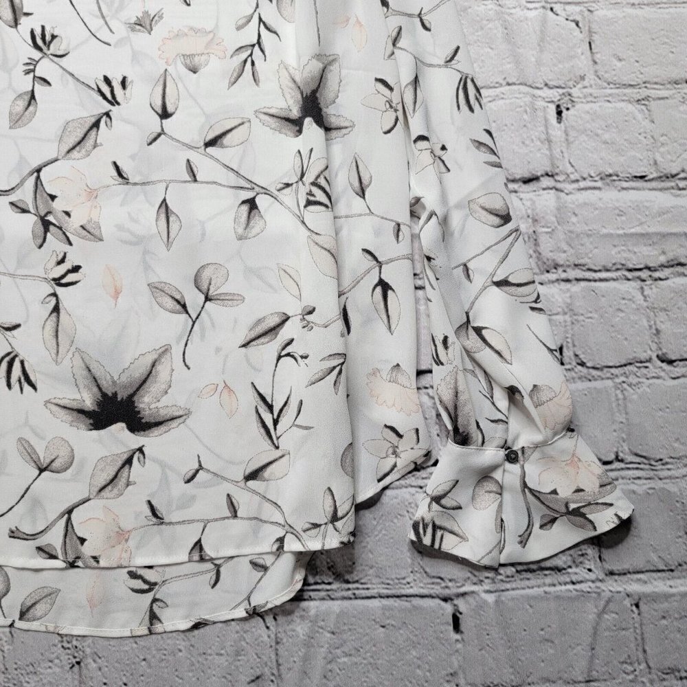 Loft Ruffle Cuff Sheer Floral Petal Sheer Blouse Size S - Picture 7 of 12